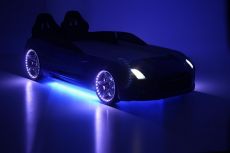 Дитяче ліжко машина GTR Blue 190х90 см з підсвіткою, музикою, шкіряний салон, пультом